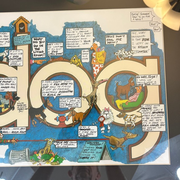 DOG Framed Cartoon Print by Peter Mulcahy VTG Peter Prints'88 Peter Prints 21x17 - Picture 4 of 12